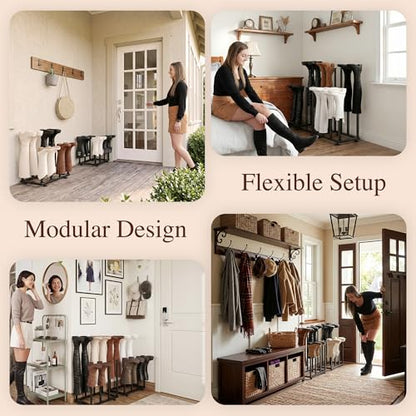 Adjustable Height Boot Rack, Metal Free Standing Shoe Storage Shelf | Cowboy Boots Organizer, Narrow Space-Saving Tall Boot Holder, for Closet Entryway Garage Bedroom, Outdoor, Apartment, 8 Pairs - size: Adjustable Height (8 Pairs)