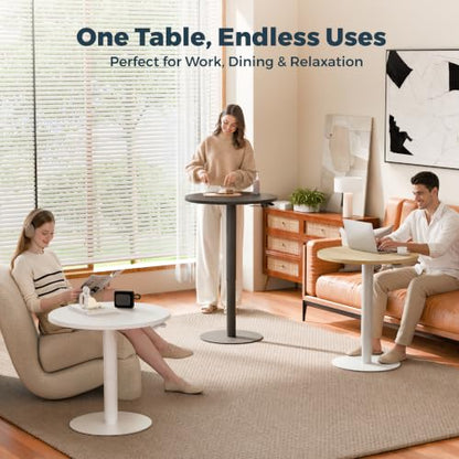 24" Pneumatic Height Adjustable Round Side Table, Gas Lift Pedestal Drink End Table, Small Accent Nightstand for Living Room Sofa Couch, White - color: White, size: 23.62"