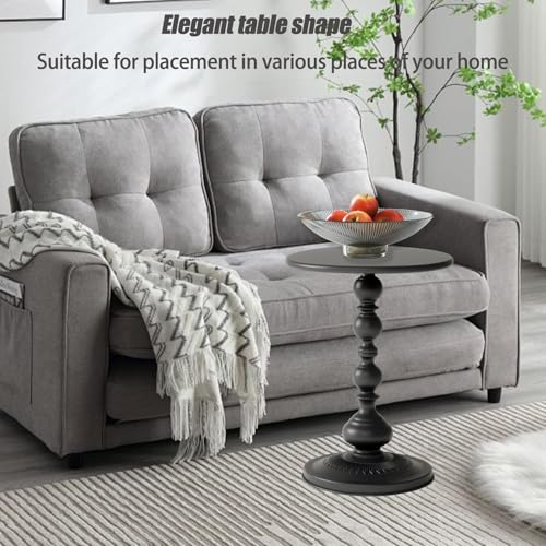 Pedestal Metal Round Side Table, Sofa Table, Small TV Tray Table for The Sofa in The Living Room and Bedroom, Bed, Chair, Mini Coffee Table, Headboard Table, 20.47 (H) *13.77 (W) - color: 1pcs - Black Upgrade Iron Table