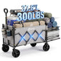 Sekey Collapsible Wagon Cart with Drop-Down Tailgate, 300 lb Capacity - color: Gray, size: 300 lbs