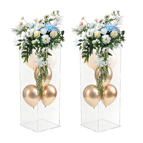 Acrylic Art Sculpture Stand Pedestal Display, 12" x 12" x 32" Clear Display Flower Tower Acrylic Clear Column Suitable for Wedding Special Event Stage Decoration