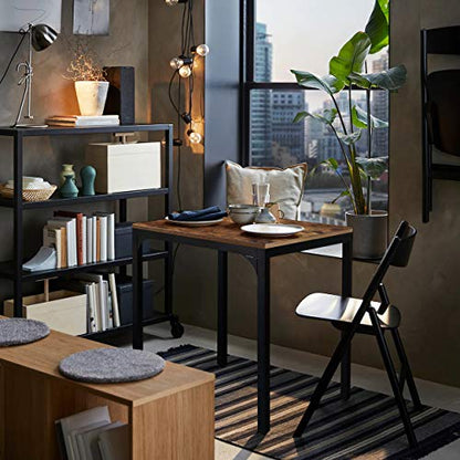 MUPATER Square Industrial Kitchen Dining Table, Desk for Small Spaces with Stable Metal Sturdy Construction, 27.6''W x 27.6''L x 29.5''H, Rustic Brown