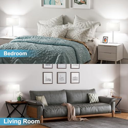 Hong-in Touch Lamps for Bedroom - 3-Way Dimmable Bedside Lamps Set of 2 with USB C+A, White Modern Table Lamp for Night Stands, Desk Lamp for Living Room Nightstand End Tables Bed Side - color: C. White&Nickel