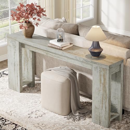 Tribesigns 70.9-Inch Extra Long Console Table, Farmhouse Wood Sofa Table Behind Couch, Narrow Entryway Accent Table for Living Room, Hallway, Entrance, Foyer (Distressed White) - color: Distressed White