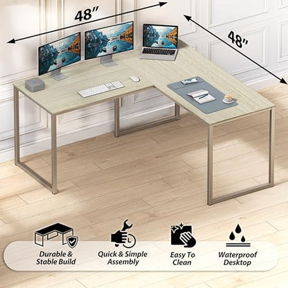 SHW Mission 48 x 48 Inches L-Shape Home Office Computer Desk, Maple - color: Maple, size: 48-Inch L-Shaped