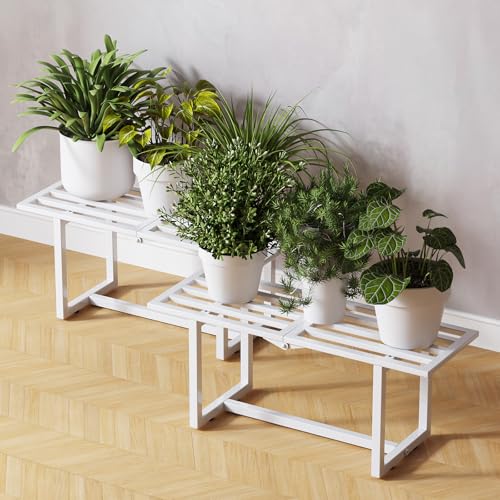2-Pack Elegant Mid-Century Modern Metal Tiered Plant Stand Robust 330 lbs Capacity Versatile Indoor Outdoor Display for Living Room, Patio & Balcony White - color: 1 Tier White
