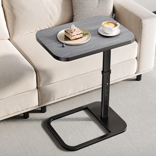 Adjustable Height TV Tray Table for Couch Eating & Small Spaces, Flip-Top Sofa Side Table with Safe Rounded Corners for Living Room, Bedroom & Apartment, Portable Laptop Snack Table, Dark Gray - color: Dark Gray
