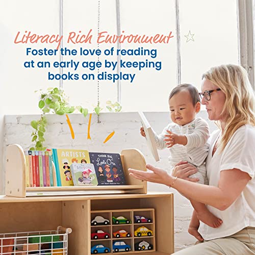 ECR4Kids Tabletop Book Display, Adjustable, Library Storage, Natural - color: Natural