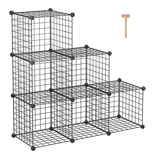 C&AHOME Wire Cube Storage, 6 - Cube Organizer Metal C Grids, Storage, Black | Modular Shelves Units, Storage Bins Shelving, Closet Organizer, Ideal for Home, Office, Living Room - color: Black, size: 6 Cube