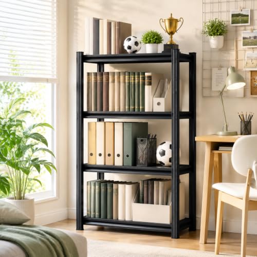 Book Shelves Book Shelf 4 Tier Metal Shelving Unit Storage Shelves Heavy Books Organizer for Garage Pantry Home Office Wide Wire Display Rack (Split Construction). 44.1" H × 15.7" W × 11.8" D - size: 4-Tier, 44.1"H × 15.7"W × 11.8"D