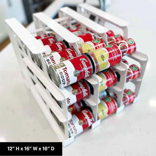FIFO Can Tracker 4-Pack - 3-Tier Rotating Food Can Organizer for Pantry, Expandable Soda Can Storage for Kitchen, Holds 54 Cans of Food or Soda - size: 4 Pack, style: 54 can