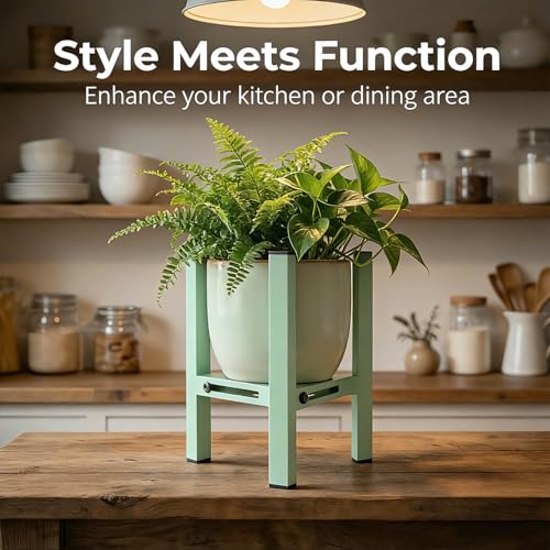 Adjustable Plant Stand Indoor, Metal Stable Plant Holder, Modern Plant Stands Fits 5-6-7-7.5" Pots for Home & Office (Without Pots) - color: Light Green