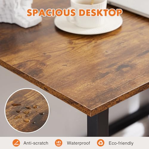 Sweetcrispy Small Computer Desk, 55" Office Writing Desk with Metal Frame & Wooden Tabletop, X-Shaped Reinforcement, Student Study Home Bedroom Table, Brown - color: Rustic Brown, size: 55-Inch