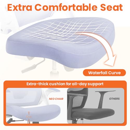 NEO CHAIR Office Desk Chair Gaming Computer High Back Support Mesh Comfy Seat with Adjustable Ergonomic Headrest Lumbar Rolling Flip-up Armrests and Wheels (Purple) - color: Purple
