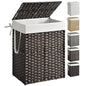 SONGMICS Laundry Hamper with Lid, 23.8 Gallon (90 L) Synthetic Rattan Clothes Laundry Basket with Lid and Handles, Foldable, Removable Liner, Chestnut Brown ULCB051K02 - color: Chestnut Brown, size: 90 L