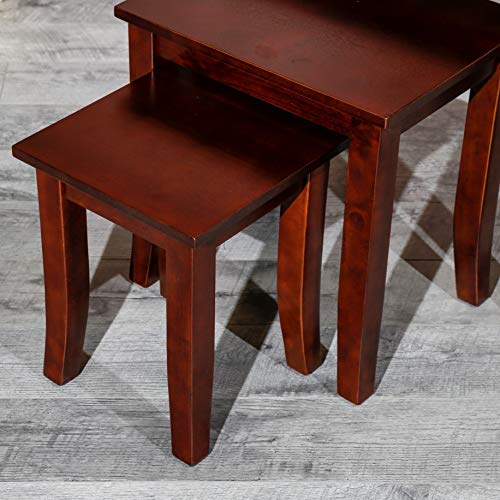 DTY Indoor Living 3-Piece Nesting Tables - Wooden Table Set of 3 for Living Room - Stackable Tables with Sleek Cherry Finish for Stylish and Space-Saving Home Furniture - color: Avon Design/Cherry Finish