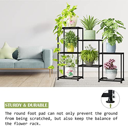 Metal Plant Stand Indoor Metal Plant Stands Outdoor Tiered Plant Shelf for Multiple Plants, 3 Tiers 7 Potted Ladder Plant Holder Table Plant Pot Stand for Window Garden Balcony Living Room