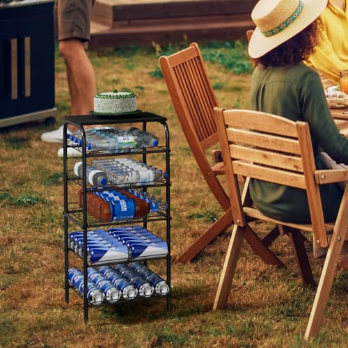 Vrisa 5 Tier Water Bottle Storage Rack Vertical Freestanding Bottled Water Organizer Large Capacity Beverage Drink Soda Can Holder Stand for Kitchen Pantry Home Party Food Storage, Black - size: 5-Tier