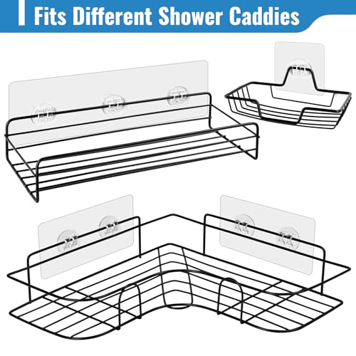 15 Pack Shower Caddy Adhesive Replacement - Strong No Drilling | Shower Shelf Adhesive Hooks for Bathroom Storage Shelves & Kitchen Racks, 3 Sizes Included