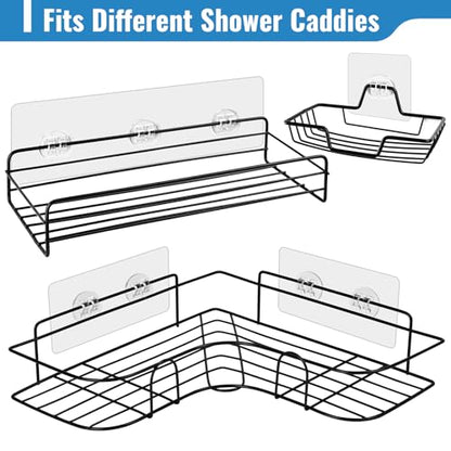 15 Pack Shower Caddy Adhesive Replacement - Strong No Drilling | Shower Shelf Adhesive Hooks for Bathroom Storage Shelves & Kitchen Racks, 3 Sizes Included