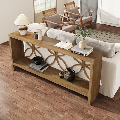 Tribesigns 70.9-Inch Narrow Sofa Table, FarmhouseLong Sofa Table Behind Couch, Entry Console Table with Storage for Entryway, Living Room, Foyer, Unique Design, Natural - color: Natural
