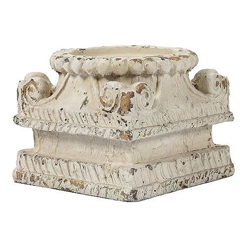 SOFE Column Pedestal Stand for Decoration Display, Distressed White Small Plant Stand, Large Candle Stand, Column Side Table, Classic Plinth Bases for Wedding Party Home Garden