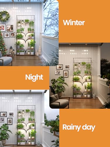 Plant Stand Indoor with Grow Lights - 78" Tall Metal Plant Rack with Adjustable Shelf, Large Flower Shelf for Living Room, Corner Display - size: 78 inch, 7 tier