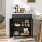 JY QAQA 26" Kitchen Island Cart on Wheels, Mobile Kitchen Storage Cabinet with Drawer & Shelves, Rolling Bar Cart with Towel Rack, Black