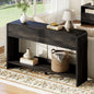 AMERLIFE 55" Modern Entryway Console Table with 2 Storage Drawers | Open Bottom Shelf, Wood Grain Finish, Rounded Edges, Long Sofa Table, Behind Couch, Hallway, Foyer, Living Room, Black - color: Black - Flat Panel, size: 55"