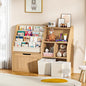 CHOEZON Kids Bookshelf, Children's Bookcase with 4 Sling Book Shelves, Toy Storage Cubby, Fabric Storage Baskets, Wooden Book Shelf for Kids' Room, Playroom, Nursery, Natural and White MCW17NL - color: Natural and White