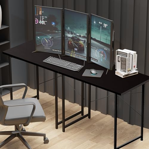 Small Space Writing Desk with Headphone Hooks, Modern Simple Design, Suitable for Study, Home Office and Living Room - color: Basic Black, size: 32 Inch