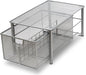 Deco Brothers Stackable Pull Out Cabinet Sliding Basket with Divider, Large | Under Sink Organizer, Silver - color: Silver