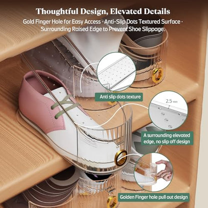 Clear 20 Pack Shoe Slot Organizer, Shoe Stacker Organizer Holders for A Pair of Shoes, Adjustable Thickening Double Layer 50% Shoe Space Saver Rack Storage for Closet (clear, 20 pack) - size: 20 Pack