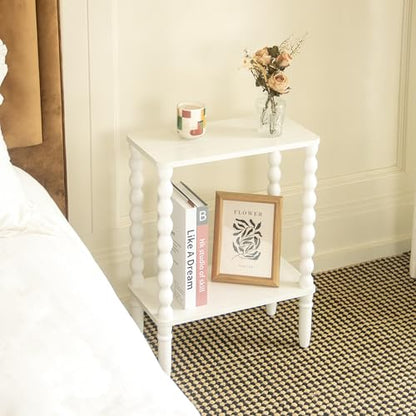 Fultyle Narrow Side Table, Small End Table with 2-Tier Storage, Small Bedside Table Slim Nightstand for Narrow Spaces, Living Room, Bedroom (White) - color: White