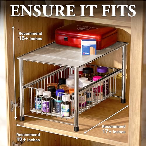 Simple Houseware Chrome Metal Stackable Storage Rack, 16.75 in L x 10.8 in W x 10.25 in H - color: Chrome