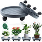 K KASONIC 12 Inch Plant Caddy with Wheels, 220LBS Capacity Rolling Plant Stand Dolly, 2 Pack Round Planter Saucer Mover Base Tray for Indoor Outdoor Potted Plants, Includes 5M Tearable Plant Ties