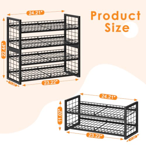 JKsmart 2-Tier Stackable Can Organizer, Extra-Long Can Rack for Pantry Storage, Adjustable Can Dispenser Holds Up to 64 Cans, 12mm Metal Frame, Super Sturdy Holders for Various Canned Food Soda-2 Pack - size: XL-(2 pack)