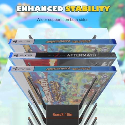 Video Game Storage Wall Mount - 6PCS Heavy-Duty Metal Game Case Holder Media Storage Shelves for PS, Xbox, DVD, Switch Game Organizer Display Stand, Holds up to 114 - size: 6-Pack
