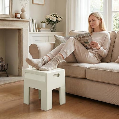 Modern Nightstand - Multifunctional Plastic Bedside Table with Storage Space, Side Table Easy Assembly for Bedroom, Dorm and Small Areas (14.2" D x 11.8" W x 15.78" H, Beige White) - color: Beige White