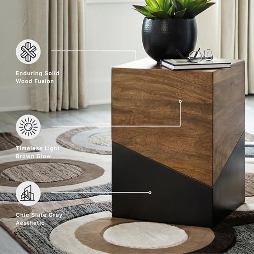 Signature Design by Ashley Trailbend Eclectic Accent End Table, Brown & Gunmetal
