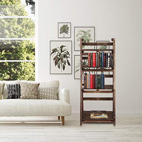 Yaheetech Foldable Shelf Wooden Ladder Shelf Plant Stand for Indoor Outdoor | Collapsible Shelf, Decorative Ladder Stand, No Assembly Folding Shelves for Living Room, Garden, Office, Kitchen, or Balcony