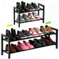 Expandable 2-Tier Metal Shoe Rack, Black Freestanding Storage Organizer | Telescopic, Adjustable, 40 lbs total load, Rust-proof metal, Quick Assembly for entryway closet Small Spaces - size: 2 Tier