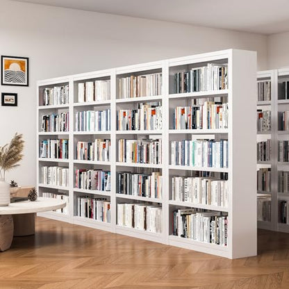 61" 5-Tier Metal Bookshelf,4 Adjustable Shelves,Large Capacity (White) | Heavy Duty,Tall,Steel,Sturdy,No Screws Easy Assemble,Long Service Life - color: White, size: 61"Hx27.5"Wx11.8"D