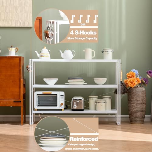 HCHQHS Bookshelf, 3-Tier Industrial Bookcase, White Open Book Shelf, Freestanding Horizontal Bookshelves with Metal Frame - color: White, size: 3-Tier (47"W x 33.5"H)