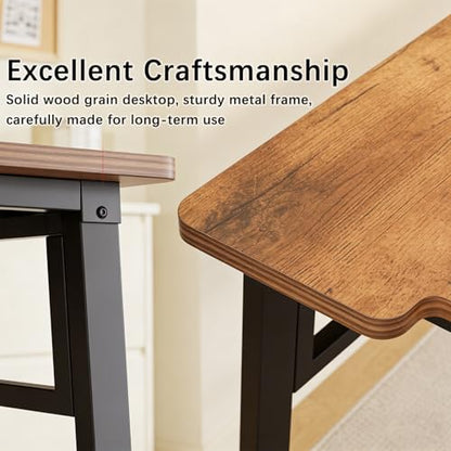 Computer Desk 39.4 Inch Small Office Desk with Wood Top and Metal Frame, Study Writing Desk for Home, Bedroom, Gaming, U-Shaped Leg Design, Modern Simple - color: Frame：black/Board：rustic Brown
