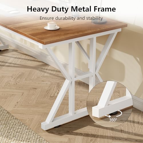 TVU Computer Desk, 63 inch Large Office Desk, Study Writing Table with Thicken Frame, Gaming Desk, Modern Simple Desk for Home Office, Brown - color: Brown, size: 63inch