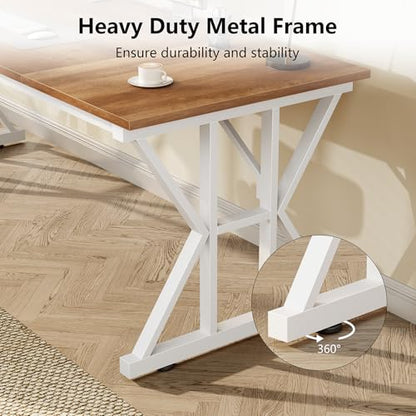 TVU Computer Desk, 63 inch Large Office Desk, Study Writing Table with Thicken Frame, Gaming Desk, Modern Simple Desk for Home Office, Brown - color: Brown, size: 63inch