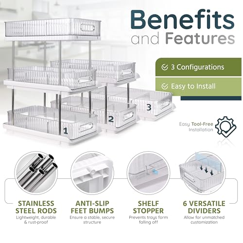 3-Tier Under Sink Organizer – Pull-Out Storage for Kitchen & Bathroom – Under Bathroom Sink Organizer, Under Sink Organizer Storage, Under Cabinet Storage Organizer