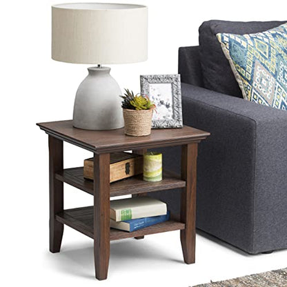SIMPLIHOME Acadian SOLID WOOD 19 Inch Wide Square Transitional End Table in Farmhouse Brown, For the Living Room and Bedroom - color: Farmhouse Brown, size: 19 inch, style: End Table