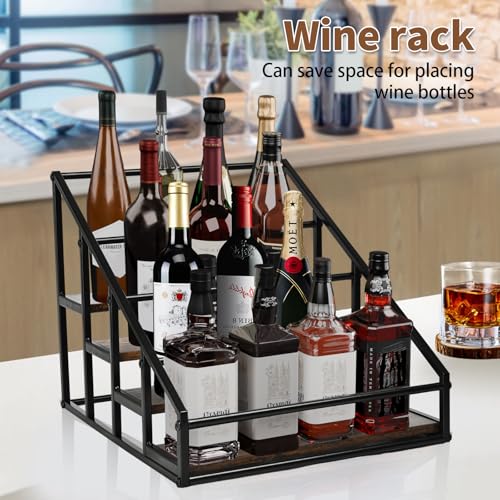 YQBRAO 2-Pack 4-Tier Coffee Syrup Organizer, 32-Bottle Total, Brown | Two racks hold up to 32 bottles total with stepped visibility for large coffee bars, kitchens, and beverage stations. - size: 4 Tier 16 Bottle Syrup Rack - 2 Pack